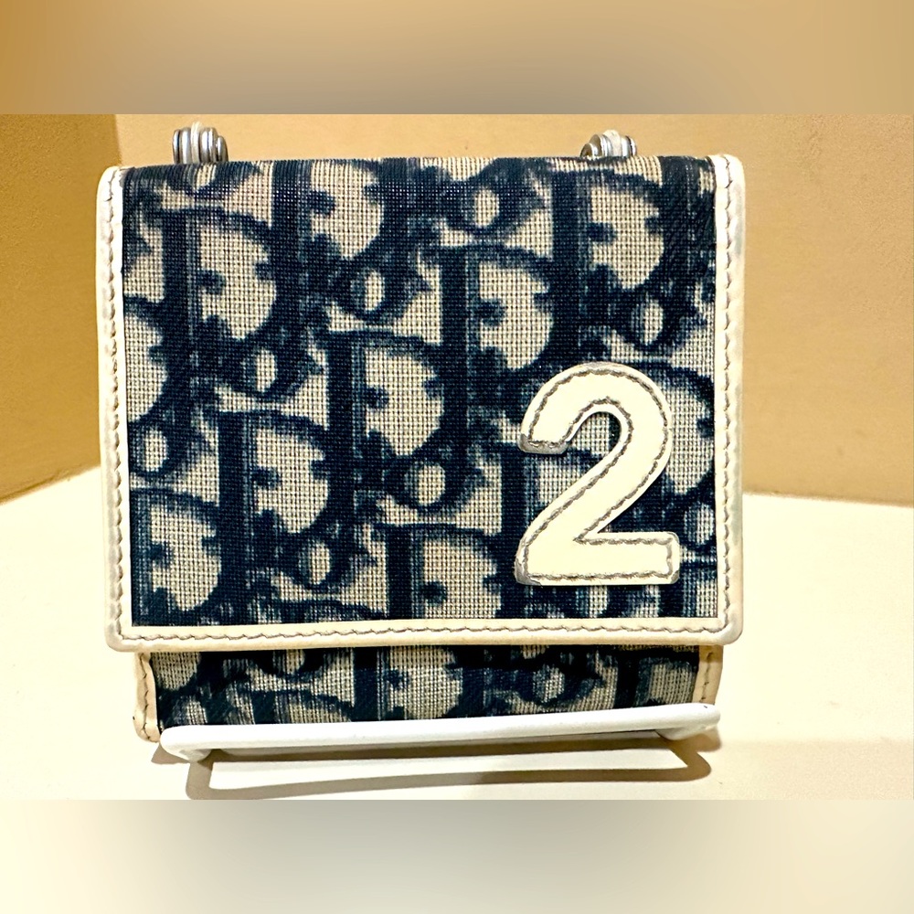 Christian Dior Blue Trotter 2 PVC Canvas And Leather Bifold Wallet